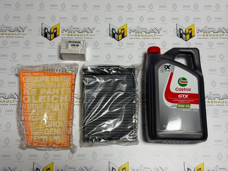 Megane 2-II Yağ Bakım Seti 1.4-1.5-1.6 16V (2003-2010) (Motor Yağı+Yağ+Hava+Polen Filtre)